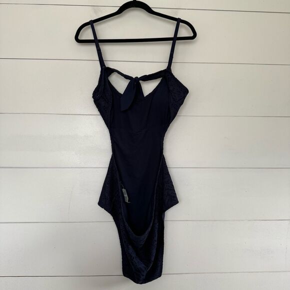 Aerie Women’s XL Navy Blue Lace Patterned One Piece Swim New - Picture 3 of 5